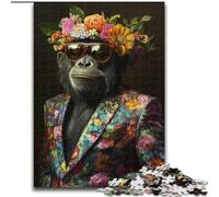 Jigsaw Puzzles for Teenagers 1000 Piece Chimpanzee in Suit Decompressing Intellectual Educational Toy Perfect Decoration (size 50x75cm)