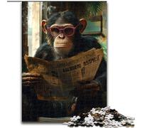 Jigsaw Puzzles for Teenagers 1000 Piece Chimpanzee Reading A Newspaper, Family Entertainment Toys Is Ideal As Gifts for The Whole Family for 14+ (Size 26x38cm)