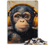 Jigsaw Puzzles for Teenagers 1000 Piece Chimpanzees Listening to English for And 14 Years And over Interesting Stress Reduction Gifts for Friends And Family 26x38cm