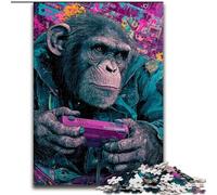 Jigsaw Puzzles for Teenagers 1000 Piece Chimpanzees Playing Games, for Ages 14 And over Each Piece Is Unique - Fun And Challenging Game for The Whole Family Good Gift (Size 50x75cm)