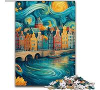 Jigsaw Puzzles for Teenagers 1000 Piece City Under The Night Sky, Challenging Game And Family Play with Fully Interlocking Randomly Shaped Pieces (Size 50x75cm)