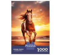 Jigsaw Puzzles for Teenagers 1000 Piece Clydesdale Horse on Beach Teenager Puzzles Family Game Improve Memory Christmas Birthday Gifts 52x38cm/1000pcs