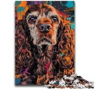 Jigsaw Puzzles for Teenagers 1000 Piece Cocker Spaniel Dog Adult Puzzles,Staycation Kill Time with Matching Poster And Trivia Sheet (26x38cm)