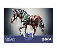 Jigsaw Puzzles for Teenagers 1000 Piece Colorful Abstract Zebra Art Puzzles for Adults Toy Wall Decor A Work of Art Unique Birthday And Xmas Gifts 70x50cm/1000pcs