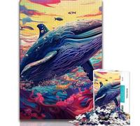 Jigsaw Puzzles for Teenagers 1000 Piece Colorful Blue Whale,Decompressing Intellectual Educational Toy Educational Game for Birthday,Chrismas (75x50cm)