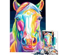 Jigsaw Puzzles for Teenagers 1000 Piece Colorful Horse Portrait Brain Intelligence Challenge Addictive Toys Family Game Stress Reliever Funny Gifts (Size 38x26cm)