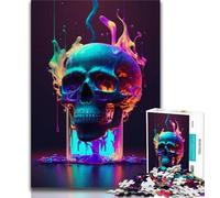 Jigsaw Puzzles for Teenagers 1000 Piece Colorful Neon Skull Teenager Puzzles,learning Educational Is Ideal As A Gift for The Whole Family (size 75x50cm)