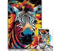 Jigsaw Puzzles for Teenagers 1000 Piece Colorful Zebras,Educational Games Home Decoration Suitable for Desktop Decoration 38x26cm