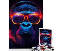 Jigsaw Puzzles for Teenagers 1000 Piece Cool Gorilla with Headphones And Glasses Relaxing Games A Work of Art Home Decoration Toys Great Gifts for Gaming (38x52cm)
