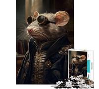 Jigsaw Puzzles for Teenagers 1000 Piece Cool Rat in Goggles Fashion Toy Intellectual Game Impossible Game Perfect Decoration Gifts for Women Men (Size 50x75cm)