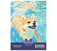 Jigsaw Puzzles for Teenagers 1000 Piece Corgi Swimming Underwater with Bubbles Teenager Puzzles Brain Teaser Game Pattern Assembly Unique Birthday And Xmas Gifts 38x26cm/1000pcs