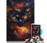 Jigsaw Puzzles for Teenagers 1000 Piece Cosmic Flame Black Cat Teenager Puzzles,Educational Games DIY Toys Great Gifts And Toys 26x38cm