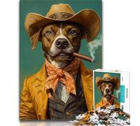 Jigsaw Puzzles for Teenagers 1000 Piece Cowboy Dog 1000 Pieces for Adults,Brain Intelligence Challenge Addictive Toys for Home Decoration 75x50cm