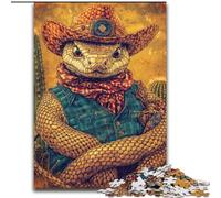 Jigsaw Puzzles for Teenagers 1000 Piece Cowboy Snake, Challenging Game And Family Play with Fully Interlocking Randomly Shaped Pieces (Size 26x38cm)
