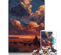 Jigsaw Puzzles for Teenagers 1000 Piece Cowboys on The Prairie,learning Educational Toys Fun at Home Activities,Birthday Present,Travel Gifts (75x50cm)