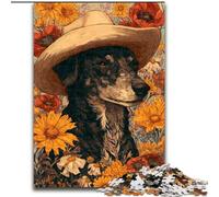 Jigsaw Puzzles for Teenagers 1000 Piece Cowgirl Dogs in Wildflowers, Educational Toys for Is Ideal As A Gift for The Whole Family for And 14 Years Old (Size 50x75cm)