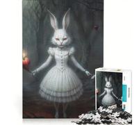 Jigsaw Puzzles for Teenagers 1000 Piece Creepy White Rabbit in Wonderland, Hands-on Game, Difficult And Challenge, Challenging Game Gifts 50x75cm