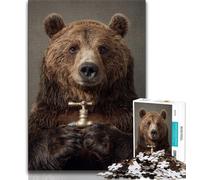 Jigsaw Puzzles for Teenagers 1000 Piece Cross Brown Bear,Toys Educational Games Stress Relieving Artists Collection,Fine Art (75x50cm)