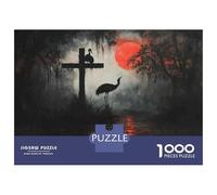 Jigsaw Puzzles for Teenagers 1000 Piece Cross Silhouette with Sunset Reflections Jigsaws for Adults Family Game Wall Art Unique Birthday And Xmas Gifts 38x26cm/1000pcs