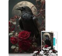 Jigsaw Puzzles for Teenagers 1000 Piece Crow And Rose,Decompressing Intellectual Educational Toy Is Ideal As Gifts for The Whole Family (75x50cm)
