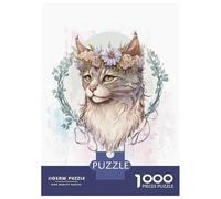 Jigsaw Puzzles for Teenagers 1000 Piece Cute La Perm Flower Cat Adult Jigsaw Family Game Difficult Hard Unique Birthday And Xmas Gifts 38x26cm/1000pcs