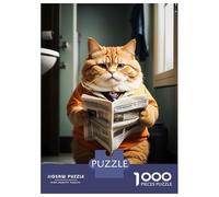 Jigsaw Puzzles for Teenagers 1000 Piece Cute Orange Fat Cat Puzzles for Adults Toy Wall Decor A Work of Art Unique Birthday And Xmas Gifts 52x38cm/1000pcs
