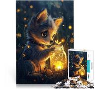 Jigsaw Puzzles for teenagers 1000 Piece Cute Puppy with Fireflies Denkspiel Jedes Stück ist einzigartig Anspruchsvolles Familienspiel38x26cm