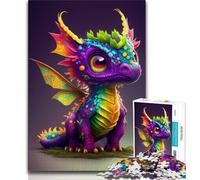Jigsaw Puzzles for Teenagers 1000 Piece Cute Rainbow Dragon Teenager Puzzles,Stress Reliever Staycation Kill Time Home Decoration Toys (size 75x50cm)