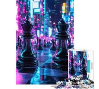 Jigsaw Puzzles for Teenagers 1000 Piece Cyberpunk Chess Kings Toy Intellectual Game Impossible Game Perfect Decoration Gifts for Women Men (Size 38x26cm)