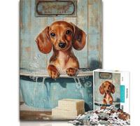 Jigsaw Puzzles for Teenagers 1000 Piece Dachshund in The Bathroom Teenager Puzzles,learning Educational Is Ideal As A Gift for The Whole Family (size 75x50cm)