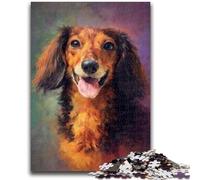 Jigsaw Puzzles for Teenagers 1000 Piece Dachshund Oil Painting Puzzles,Family Game Stress Reliever Difficult Challenge Suitable for Couples (50x75cm)