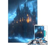 Jigsaw Puzzles for Teenagers 1000 Piece Dark Castle in Storm Brain Intelligence Challenge Addictive Toys Family Game Stress Reliever Funny Gifts (Size 38x26cm)