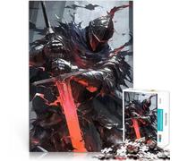 Jigsaw Puzzles for teenagers 1000 Piece Dark Knight with Flaming Sword learning educational unique challenge game 26x38cm