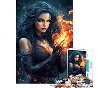 Jigsaw Puzzles for Teenagers 1000 Piece Dark Witch with Fire for Birthday, Chrismas Difficult Hard Educational Game for And from 14 Years And over (38x26cm)