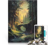 Jigsaw Puzzles for teenagers 1000 Piece Deer on a Stone Bridge Hands-on-Spiel Verbessern Sie das Gedächtnis38x26cm