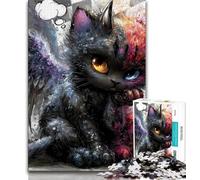 Jigsaw Puzzles for Teenagers 1000 Piece Devil Kitten,Help The Brain Exercise Addictive Toys to Cultivate Patience Artists Collection,Fine Art (38x26cm)