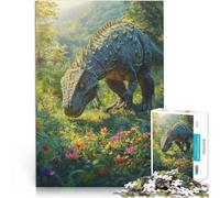Jigsaw Puzzles for teenagers 1000 Piece Dinosaur in a Flower Field Lustige Spiele Verbessern Sie das Gedächtnis75x50cm