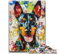 Jigsaw Puzzles for Teenagers 1000 Piece Doberman Pinscher Adult Puzzles,Staycation Kill Time with Matching Poster And Trivia Sheet (50x75cm)