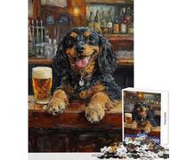 Jigsaw Puzzles for Teenagers 1000 Piece Dog at The Bar Jigsaws for Adults Toy Wall Decor Analysis And Logic Fun Activities at Home (Size 38x26cm)