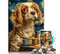 Jigsaw Puzzles for Teenagers 1000 Piece Dog Drinking Coffee Teenager Puzzles,Educational Games DIY Toys Great Gifts And Toys 26x38cm
