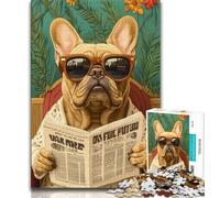 Jigsaw Puzzles for Teenagers 1000 Piece Dog Reading Newspaper Puzzles for Teenagers,Educational Games Wall Decoration Unique Birthday And Xmas Gifts (size 38x26cm)