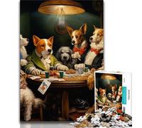 Jigsaw Puzzles for Teenagers 1000 Piece Dogs Playing Poker,Toys Educational Games Stress Relieving Artists Collection,Fine Art (38x26cm)