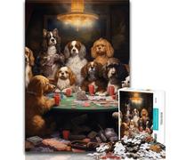 Jigsaw Puzzles for Teenagers 1000 Piece Dogs Playing Poker,Toys Educational Games Stress Relieving Artists Collection,Fine Art (38x26cm)