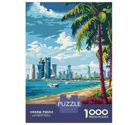Jigsaw Puzzles for Teenagers 1000 Piece Doha, Qatar Beach And Skyline Puzzle for Adults Hands-on Game Wall Decoration Christmas Birthday Gifts 52x38cm/1000pcs