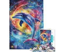 Jigsaw Puzzles for Teenagers 1000 Piece Dolphin in Cosmos 1000 Jigsaw Puzzle Educational Games Birthday Gifts For Family Fun (Size 38x52cm)