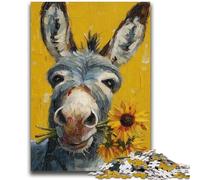 Jigsaw Puzzles for Teenagers 1000 Piece Donkey And Sunflower 1000 Piece Jigsaw,Educational Games Home Decoration Suitable for Desktop Decoration (38x26cm)