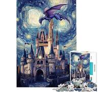 Jigsaw Puzzles for Teenagers 1000 Piece Dragon Over The Castle Jigsaw Puzzles 1000 Educational Toy Secret Santa Gifts Perfect Decoration (Size 38x52cm)