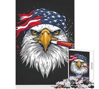 Jigsaw Puzzles for Teenagers 1000 Piece Eagle American Flag Jigsaw for Teenagers Stress Reliever Help The Brain Exercise Unique Birthday And Gifts (38x26cm)