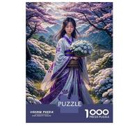 Jigsaw Puzzles for Teenagers 1000 Piece Elegant Floral Kimono Girl Puzzles for Adults Toy Wall Decor A Work of Art Unique Birthday And Xmas Gifts 70x50cm/1000pcs