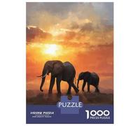 Jigsaw Puzzles for Teenagers 1000 Piece Elephants Walking at Sunset Adult Jigsaw Fun Games Perfect Decoration Fun Activities at Home 70x50cm/1000pcs